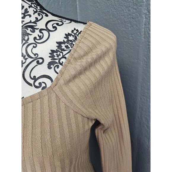 Women's Madewell Long Sleeve Blouse Stripes Size Small Brown Form Fitting - Picture 6 of 12